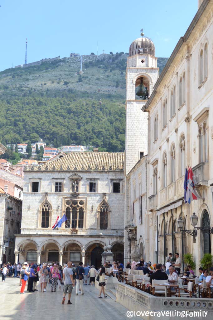 The streets and stone buildings around Luža Square in Dubrovnik’s Old Town.